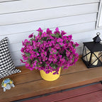 Artificial Flowers Faux Plants for Outdoors Spring Summer Decor, 6 Bundles Fake Bougainvillea Silk Flowers UV Resistant Realistic for Outside Planter Porch Patio Garden Home(Purple)