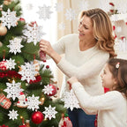 12Pcs White Snowflake Ornaments for Christmas Tree - 3D Paper Hanging Snowflakes Garland, Large Christmas Snowflake Decorations with 3 Size for Xmas Winter Wonderland Indoor Home New Year Party Decor
