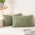 Aegero Pack of 2 Corduroy Decorative Throw Pillow Covers 12x24 Inch Soft Striped Pillow Covers Modern Farmhouse Home Decor for Sofa Living Room Couch Bed（Sage Green）