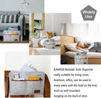 Bedside Caddy, Sofa Caddy, Storage Organizer Pocket for Dorm, Bedroom, 5 Pockets Felt Organizer for Magazine, Remote, Phone, Tablet, Pad, Glasses, Pen, Remote Control (Light Grey-Short)