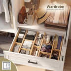 Kitchen drawer organizer,expandable bamboo drawer divider,include 8 dividers,8 small inserts and 8 medium inserts for Home, Office, Dressers (Long-8 Dividers)