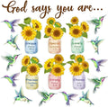 Outus 28 Pcs Sunflower Bulletin Board Set Spring Religious Bulletin Board Decorations Inspired Christian Flower Cutouts Hummingbird God Says You are Wall Art for School Classroom Teacher Kids