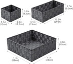 Posprica Woven Storage Baskets for Organizing, Small Baskets Cube Bin Container Tote Organizer Divider for Drawer, Closet, Shelf, Dresser, Set of 4(Dark Grey)