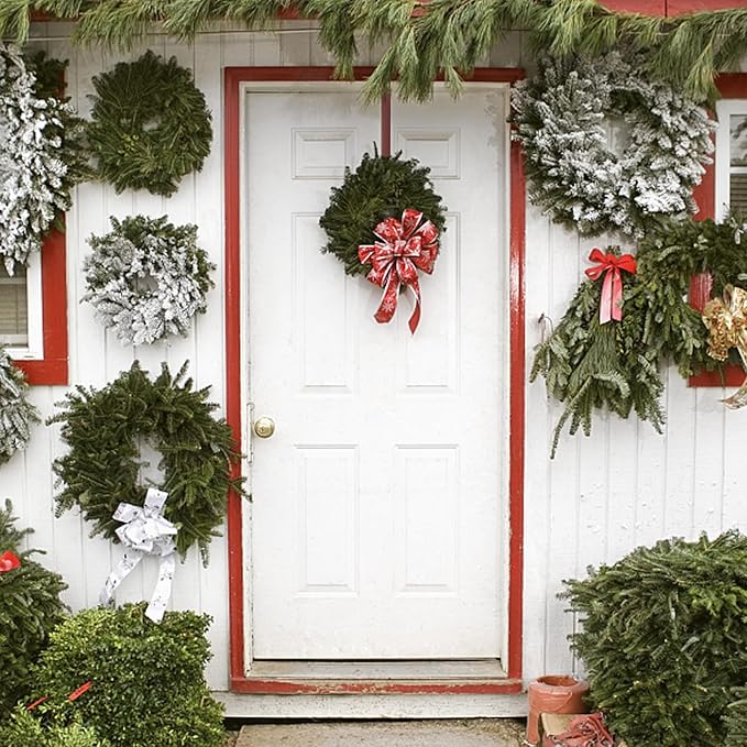 ZMCINER Adjustable Wreath Hanger, 15-25 Inch, 20 lbs, Brushed Red, Perfect for Christmas & Fall Wreaths