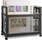 Black Magazine Holder, Metal Magazine Rack Floor, Mesh Magazine File Holder, Magazine Storage Basket, Magazine Holders for Classroom，Magazine Stand for Desk, Folder Organizer Bin for Books