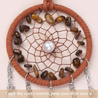Pretty Jolly Crystal Stone Small Dream Catchers Brown Feathers Mini Dreamcatchers with Beads for Cars Rear View Mirror Hanging Decoration Good Luck Travel Charm Bedroom Ornaments for Women Girls