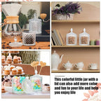 Aoriher 4 Pcs Crystal Glass Candy Jar Set with Lids Home Decorative Storage Jars for Apothecary, Bathroom, Kitchen, and Pantry, Ideal for Cotton Swabs and Jewelry(Large,Clear)