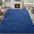 8x10 Area Rugs for Living Room Bedroom: Ultra Soft Fluffy Shag Rug Upgrade Non-Slip Non-Shedding Large Fuzzy Plush Carpet Indoor Floor Carpets for Kids Room Playroom Nursery Dorms Home Decor Blue