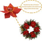 AMF0RESJ 20 inch Artificial Christmas Wreath Winter Wreath with Poinsettia,Eucalyptus Leaves,red Berry,Pine Cones,Pine Needles for Indoor Outdoor Farmhouse Home Wall Window Festival Wedding Decor