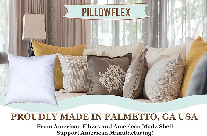 Pillowflex Premium Polyester Throw Pillow Insert - 30x30 Ultra Soft Square Throw Pillow, Couch Sham, Lumbar, Back, Sofa - Machine Washable - Decorative Accent Form - 1 Soft Pillow