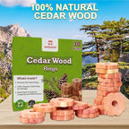 Cedar Blocks for Clothes Storage - Raimarket 30 Pack Cedar Rings - 100% Natural Aromatic Cedar Wood Chips for Closets, Wardrobe, Drawers & Shelves - Scented Wardrobe Freshener- Moisture Absorption