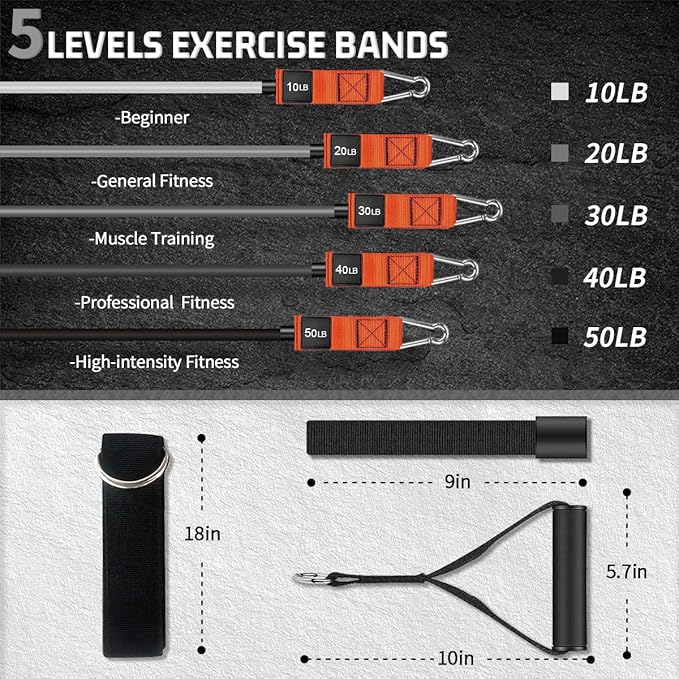 VEICK Resistance Bands, Exercise Bands, Workout Bands, Resistance Bands for Working Out with Handles for Men and Women, Exercising Bands for Fitness Weights Work Out at Home