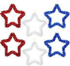 Chuangdi 6 Pcs 4th of July Wreath 250th Anniversary Decoration for Front Door, 11.8 Inch Patriotic Red White Blue Star for Independence Day Wall Window Home Hanging Veterans Memorial Day Party Supply