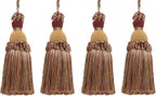 DÉCOPRO Beautiful Hand-Crafted 5" (12.5cm) Key Tassel, 3 1/2" (8.5cm) Loop # IKTJ, Cherry Grove Beige #4770 (Golden Beige, Rust Red, Olive Green) Set of 4