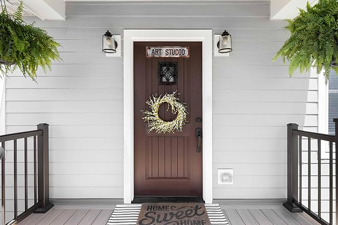 Rustic Art Studio Metal Tin Sign 4x16 In Vintage Round Wall Decor with Blue & Red for Office Bar Cafe Garage Bathroom Bedroom Decor