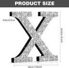 Qunclay 8'' Silver Crystal Diamond Bling Letters Crushed Diamond Decoration Wooden Glitter Letter with Screw and Hooks Rhinestone Gift for Wedding Y2k Mcbling Bedroom Wall Decor (Letter X)