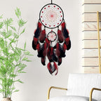 Red and Black Dream Catcher Wall Decor Feather Dream Catchers with Luminous Bead Handmade Dreamcatcher Wall Hanging Ornament for Bedroom Living Room Home Decor