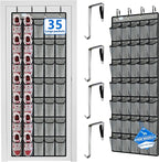 over the door shoe organizer,upgraded,over door shoe organizer,35 Huge clear pockets,over door shoe organizer,Store size 13 shoes,hooks Suitable for various doors,Grey