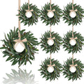 8 Pcs Artificial Green Olive Wreaths Greenery Wreath with Olive Leaves Mini Green Kitchen Cabinet Wreaths Swag Spring Summer Wreath for Front Door Porch Wall Window Farmhouse Wedding Decoration