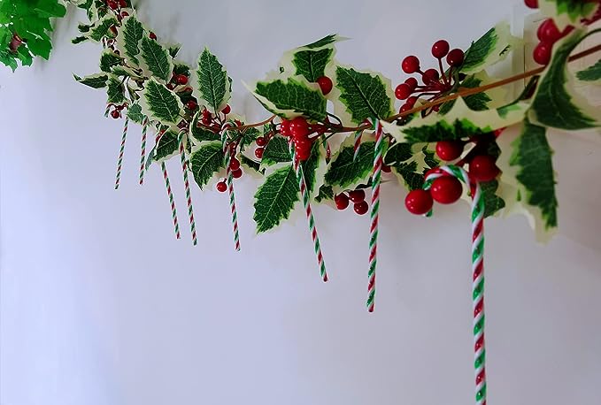 50 Pcs Christmas Candy Canes 5.9 inch Plastic Christmas Tree Hanging Ornaments Twisted Green Crutch Candy Canes for Xmas Home Indoor Outdoor Party Decoration (Green red White)