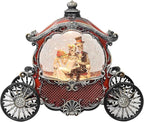 Midnight Manor Halloween Water Globe Carriage LED Lighted Snow Globe Lamp Spooky Wedding Skeleton Decor Acrylic Glitter Water Lantern Battery Operated Fall Indoor Decoration