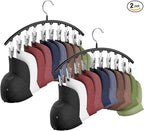 Hat Hangers for Closet, Metal 2 Pack Hat Organizer Holder for Hanger Closet Display, Hat Racks for Baseball Caps w/10 Clips, Hat Holder for Ball Caps & Accessories, for Men Women, Black