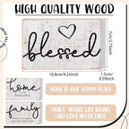 Jetec 3 Pcs Family Home Blessed Rustic Wood Sign Mini Wood Decorative Farmhouse Woodworks Table Shelves Decorations Sign for Bedroom Kitchen Living Room Table Decor(Retro Color,4.25 x 2.76 x 0.59 in)