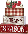 Lineshading 4 Pcs Christmas Table Decoration Wooden Hot Cocoa Santa Hat Decorations Christmas Tiered Tray Decor Winter Centerpiece Decorative Santa Hat Hot Cocoa Gift Box Tree Block Signs for Home