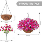 INSPRING Artificial Hanging Flowers for Outdoors Baskets Fake Plants Spring Decoration, UV Resistant Faux Silk Morning Glory in Planter Look Real for Outside Patio Porch Balcony Garden Home Decor