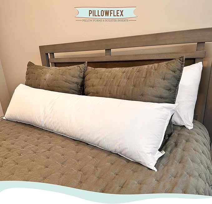 Pillowflex Synthetic Down Pillow Insert - 20x36 Down Alternative Pillow, Ultra Soft King Bed Sleeping Pillow, Large Rectangle Sham - 1 Decorative Pillow Form