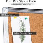Large Cork Bulletin Board 36" x 48", Black/Sliver Aluminium Framed Corkboard, 4 x 3 Office Board for Wall Decor, Wall Mounted Notice Pin Board with 18 Push Pins for School, Home & Office