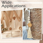 LiQunSweet Handmade Rattan Weave Cotton Rope Tassel, 4Pcs, 25x4.5cm, for Bag Charms, Keychains, Home Decor & Craft Projects