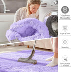 OLANLY Area Rugs for Living Room, Machine Washable 4x5.9 ft Soft Fluffy Shaggy Bedside Rug, Indoor Floor Carpet for Kids Girls and Boys, Dorms, Nursery Rooms, Home Decor Aesthetic, Light Purple