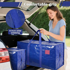 6 Pack Extra Large Heavy Duty Moving Bags with Reinforced Zipper & Wide Handles, Moisture-Resistant Storage Bins Packing Cubes for Clothes, College Dorm, Travel, and Home Organization, Blue