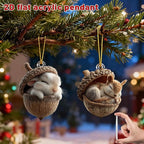 5PCS Forests Animal Acorn Ornaments, Forests Christmas Ornaments, 2026 New Pine Cone Animal Decoration, 2D Acrylic Animal Christmas Tree Pendant for Home Decor