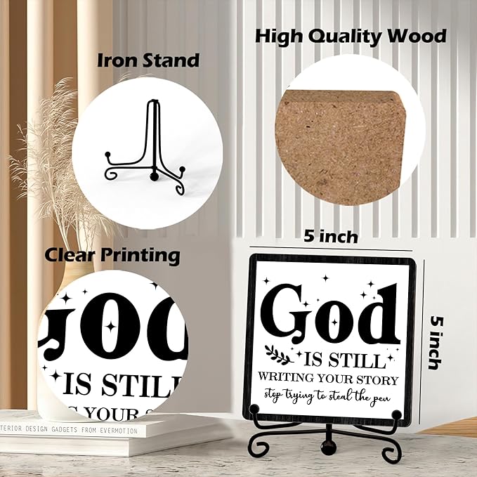 Home Decor, Farmhouse Shelf Decor For Living Room, Boho Aesthetic Table Decorations, Christian Gifts For Women Men, Entryway Tv Stand Fireplace Mantle Coffee Table Decoration (story-05)