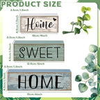Moucuny 4 Pcs Wooden Farmhouse Table Decor Rustic Home Sweet Home Stacked Blocks Decoration Farmhouse Tiered Tray Decor Decorative Eucalyptus Block Signs Gift for Kitchen Shelf Coffee Table