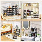 New 8 Pack Shoe Boxes Stackable, Large Shoe Storage Organizer with Lids,Drop Side Shoe Containers for Entryway,Sneaker Storage Fit up to US Size 13 for Men/Women(13’’x 10.6”x 8.3”)