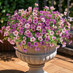 Artificial Fake Plants Flowers for Outdoor Spring Decor, 12 Bundles Faux Silk Mums for Planter Pot Colorful UV Resistant Look Real for Front Door Porch Patio Outside Yard(Purple Pink)