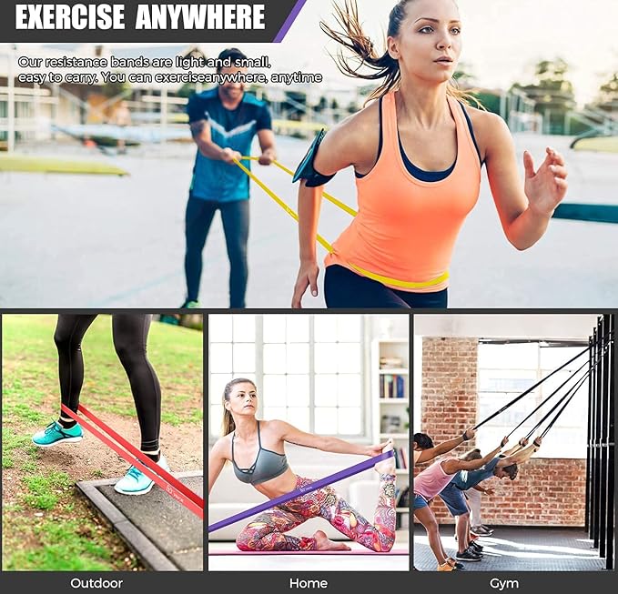 VEICK Resistance Bands for Working Out, Exercise Bands, Workout Bands, Pull Up Assistance Bands, Long Heavy Stretch Bands Set for Men Women, Power Weight Gym at Home Fitness Equipment