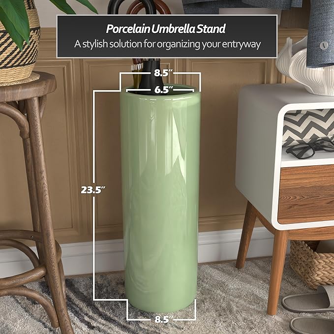 Red Lantern 24" Porcelain Umbrella Stand Celadon