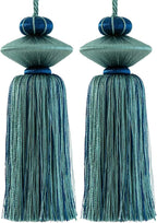 2 Pcs Decorative Tassels for Home Decor, Elegant Lamp Tassels & Door Tassels, Soft Silk-Look Hanging Tassel Accent for Table Lamps, Cabinets & Interior Styling, 4.3 Inch Tassel Ornament (Blue)