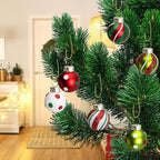 Watayo 24 Pcs Christmas Glittering Elf Balls Glass Ornaments for Tree, 1" Mini Painted Swirl Dots Elf Balls Hanging Ornaments, Christmas Red Green Ball Tree Decoration for Xmas Party Home Decor