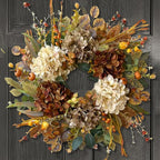 WANNA-CUL 24 Inch Fall Spring Wreaths for Front Door with Hydrangea,Little Pumpkins-Fall Decorations for Home,Fall Door Wreath Decor for Summer,Autumn,Harvest, Halloween or Thanksgiving