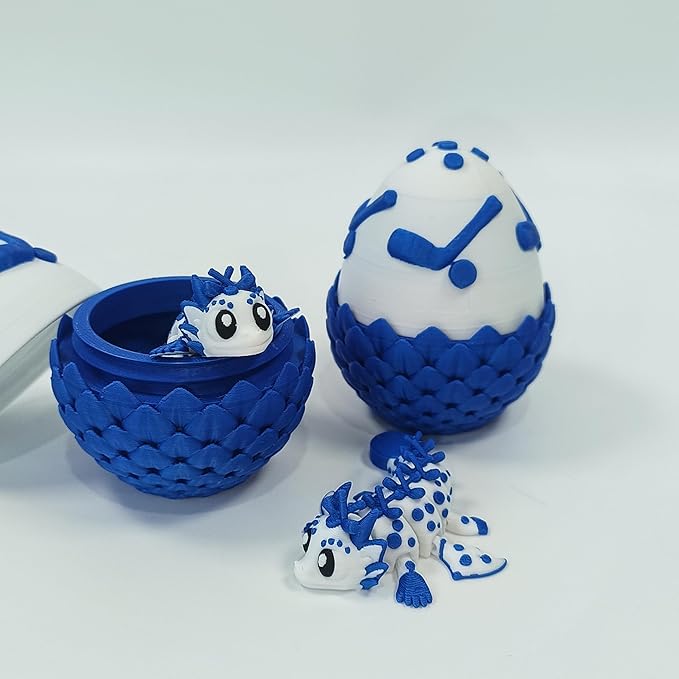 Enchanted 3D Egg with Miniature Inside - Handcrafted Printed Collectible | Fantasy Decor & Gift (Iceball Dragon & Egg (Box))