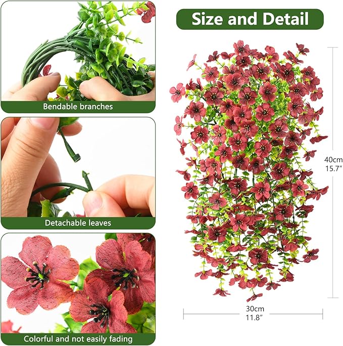 Homsunny Artificial Fake Mums Flowers Plants for Outdoor Decoration, 2 PCS Faux Daisy Silk Flowers Outside UV Resistant Realistic Home Decor for Porch Patio Balcony Garden Window Box(Brown)