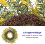 26'' Large Lavender & Eucalyptus Wreath for Front Door Window - Artificial Eucalyptus Leaves Greenery Outdoor Wreath for Wedding Farmhouse Porch Wall Room Home Decor (Yellow)
