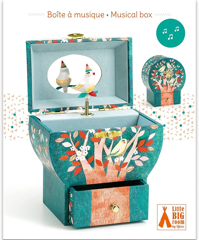 DJECO Musical Jewelry Box for Kids - Treasure Box Night Singing - Storage for Necklace, Bracelets, Rings, Earrings, Small Toys, Decorations, Keepsake & Trinkets - Safe for Ages 3+ Boys & Girls
