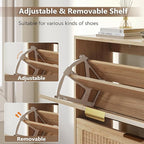 Shoe Cabinet for Entryway with 6 Flip Drawers, Slim Wooden Shoe Storage Organizer with Modern Fluted Pannel，Freestanding Narrow Hidden Shoe Rack for Hallway, Foyer, Living Room