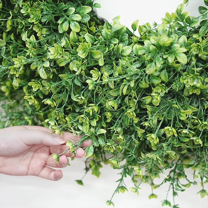 28 Inch Large Boxwoods Wreaths for Front Door Artificial Green Leaves Greenery Indoor Outdoor Wreath Home Decor Porch Window Wall Farmhouse Door Decorations Spring Summer Fall All Seasons